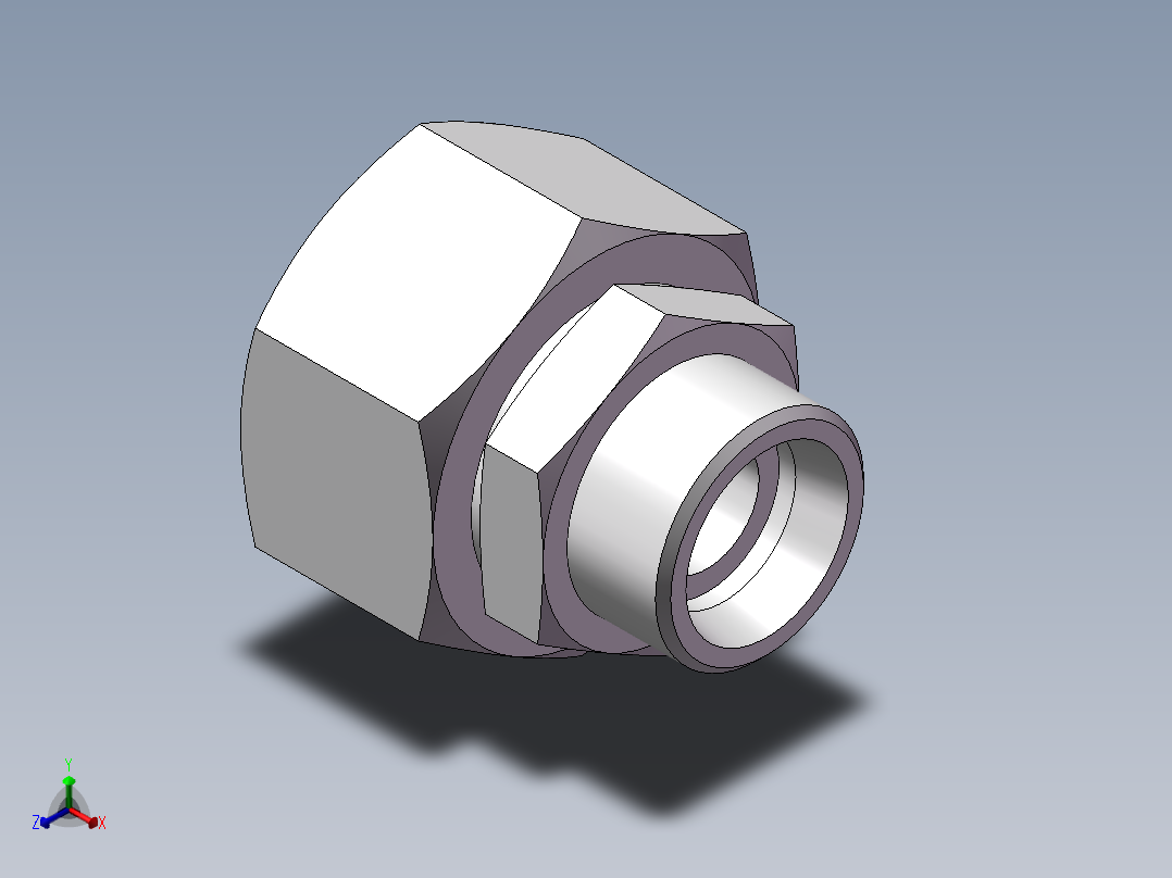 直通变径接头、2C-26-36正等轴测图