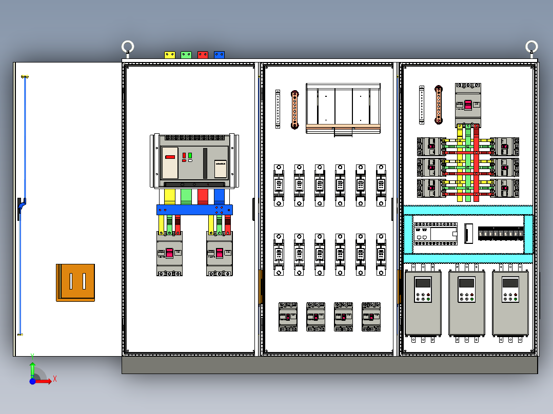 三柜组装万能断路器刀开关软启动plc控制柜 55343前视图