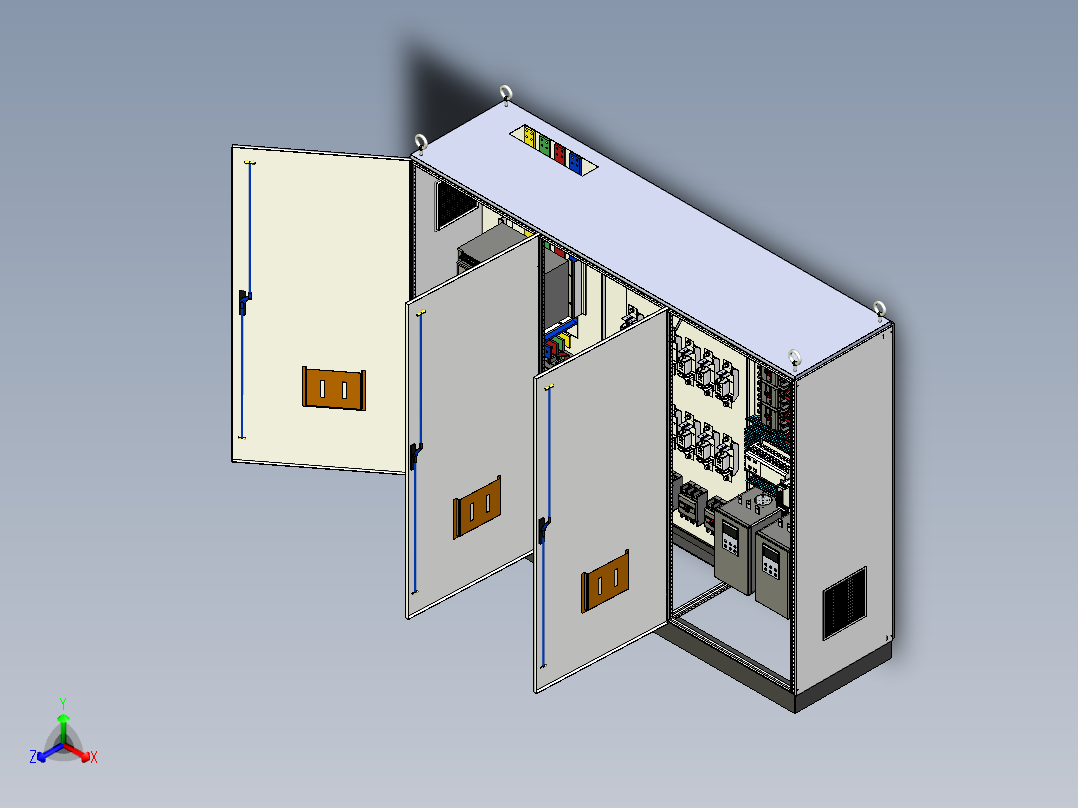 三柜组装万能断路器刀开关软启动plc控制柜 55343正等轴测图