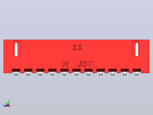 红色JST XH 11针连接器P 2 54mm成角度右视缩略图