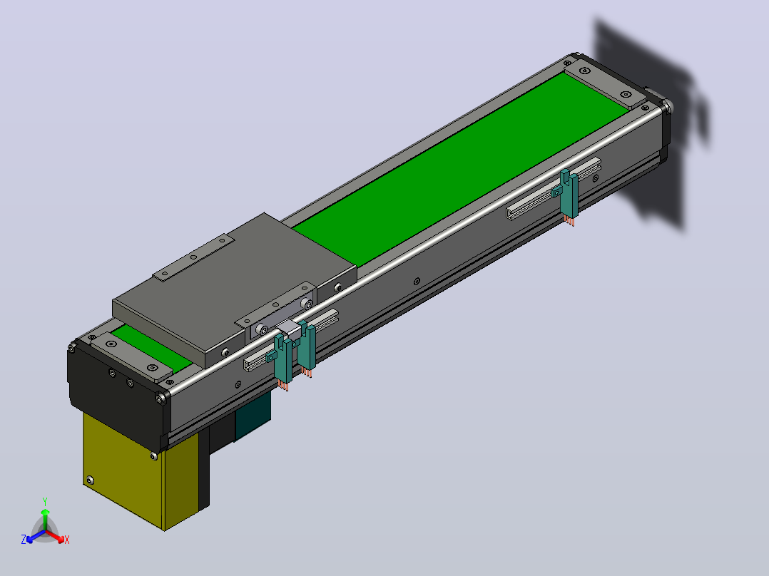 300毫米行程的线性机构和底部电机XNTD10-BM-300主视图