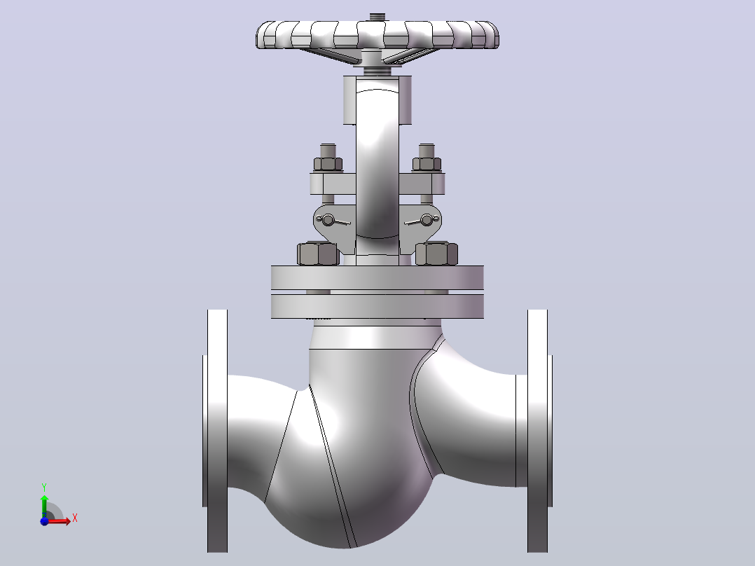 SolidWorks截止阀建模前视图