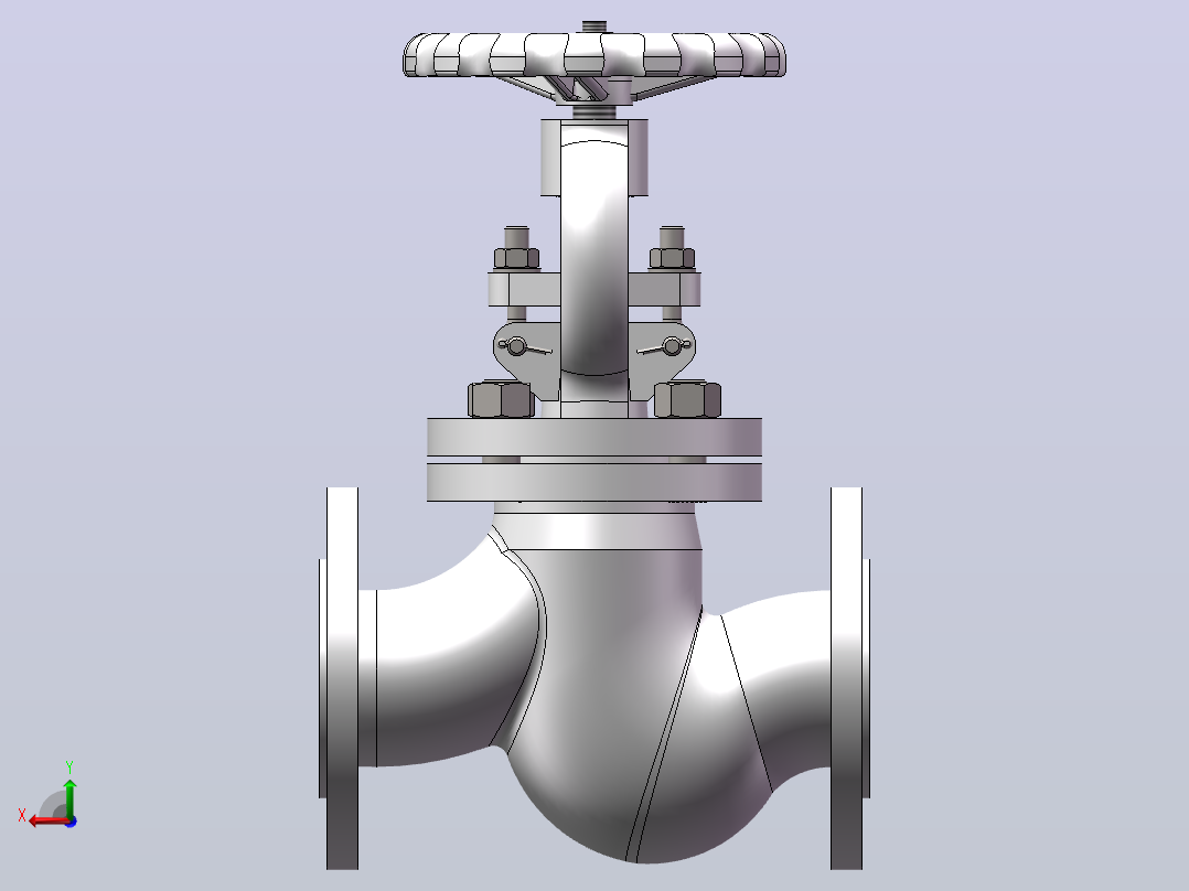 SolidWorks截止阀建模后视图