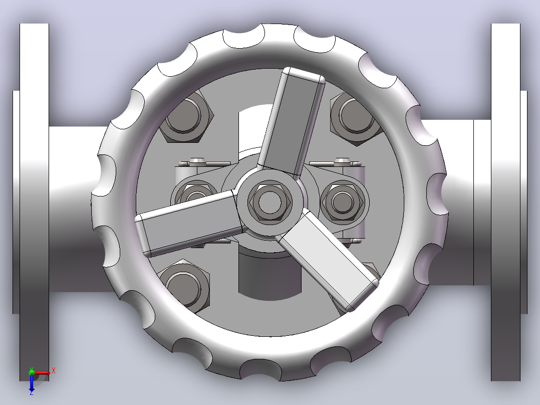 SolidWorks截止阀建模俯视图