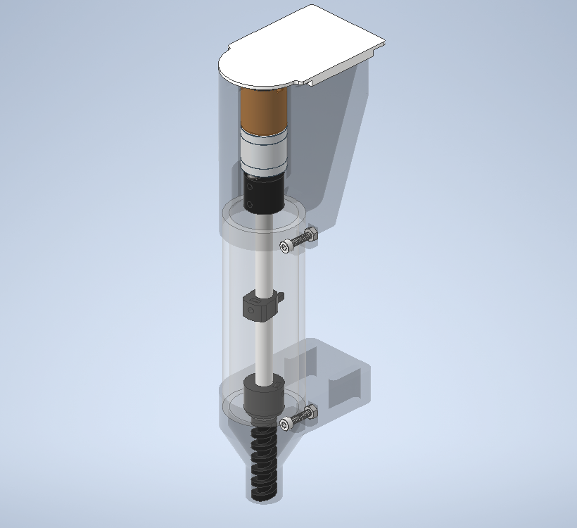 3D打印粉末分配器，与带变速箱的12 V电机一起工作