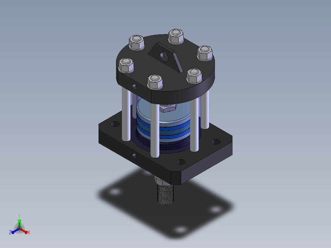 液压千斤顶-200L100正等轴测图