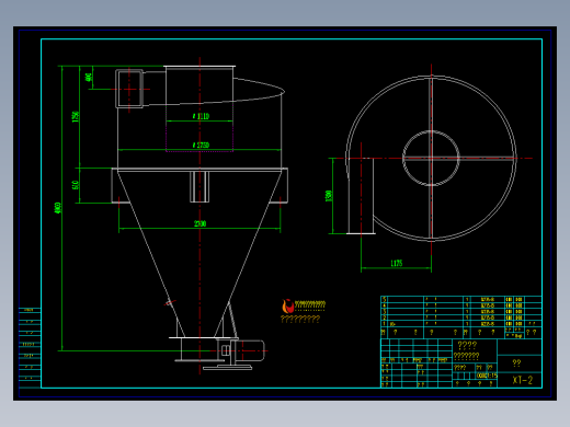 Φ2.75m旋风收尘器外形尺寸总图