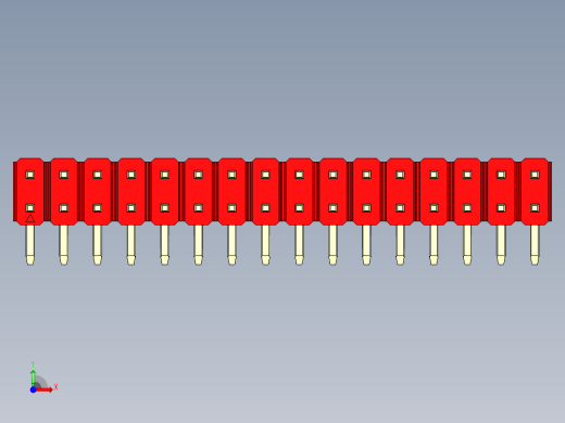 彩色公排针 100mil 2.54mm 系列-DS1022_red_2x16p_100mil_TypeD_rev1.0前视缩略图