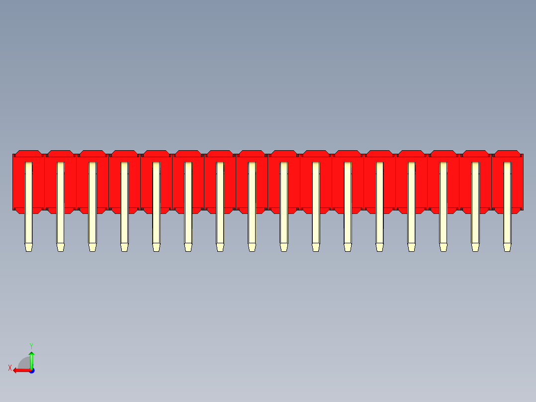 彩色公排针 100mil 2.54mm 系列-DS1022_red_2x16p_100mil_TypeD_rev1.0后视图