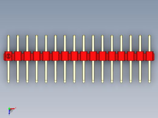 彩色公排针 100mil 2.54mm 系列-DS1022_red_2x16p_100mil_TypeD_rev1.0俯视缩略图