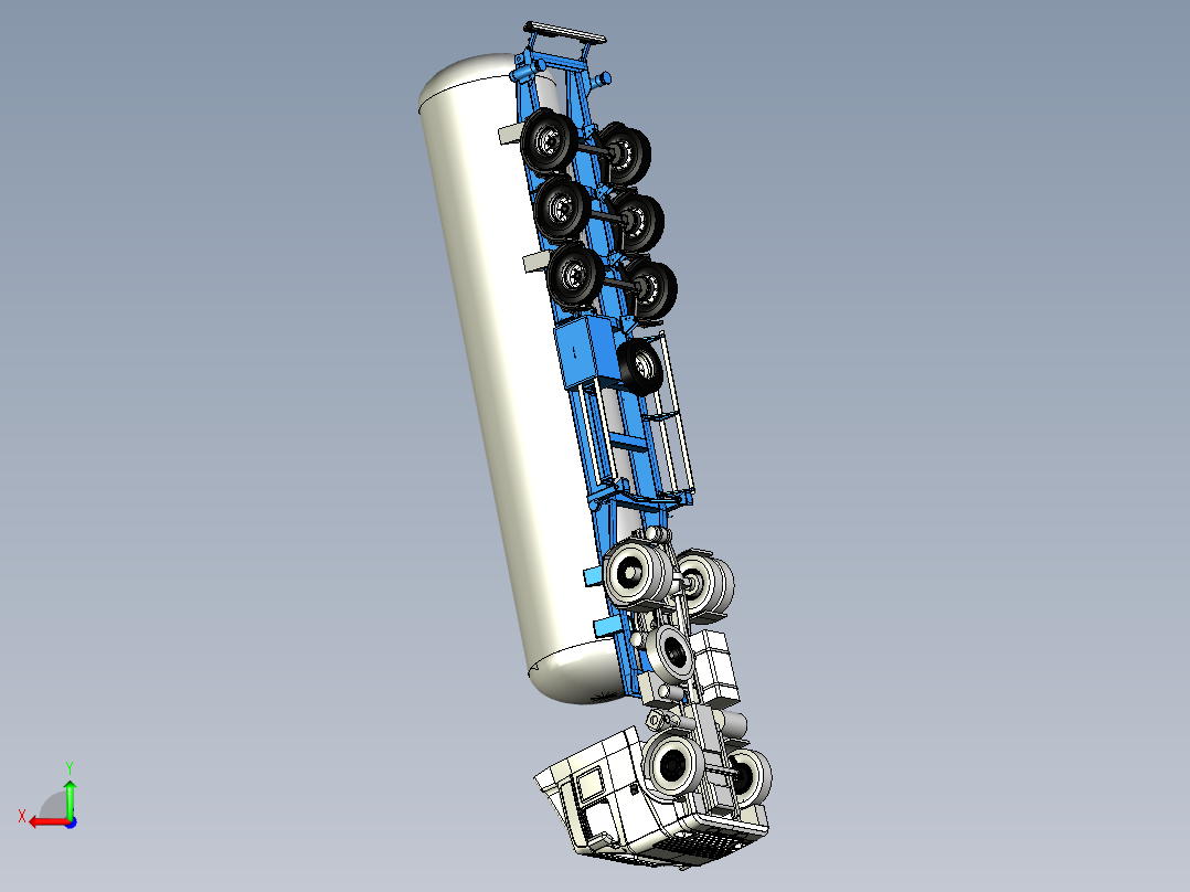 34-液化天然气卡车 3d模型图纸后视图