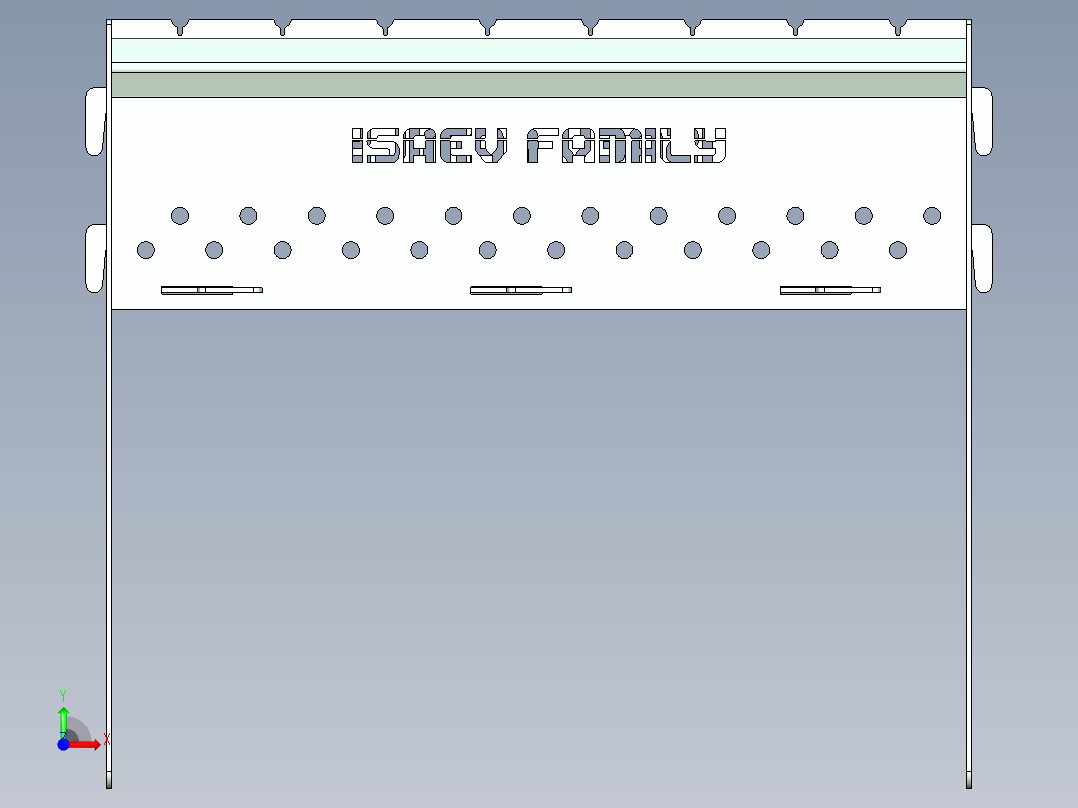 由 1.5 毫米板材制成的可折叠烤架前视图