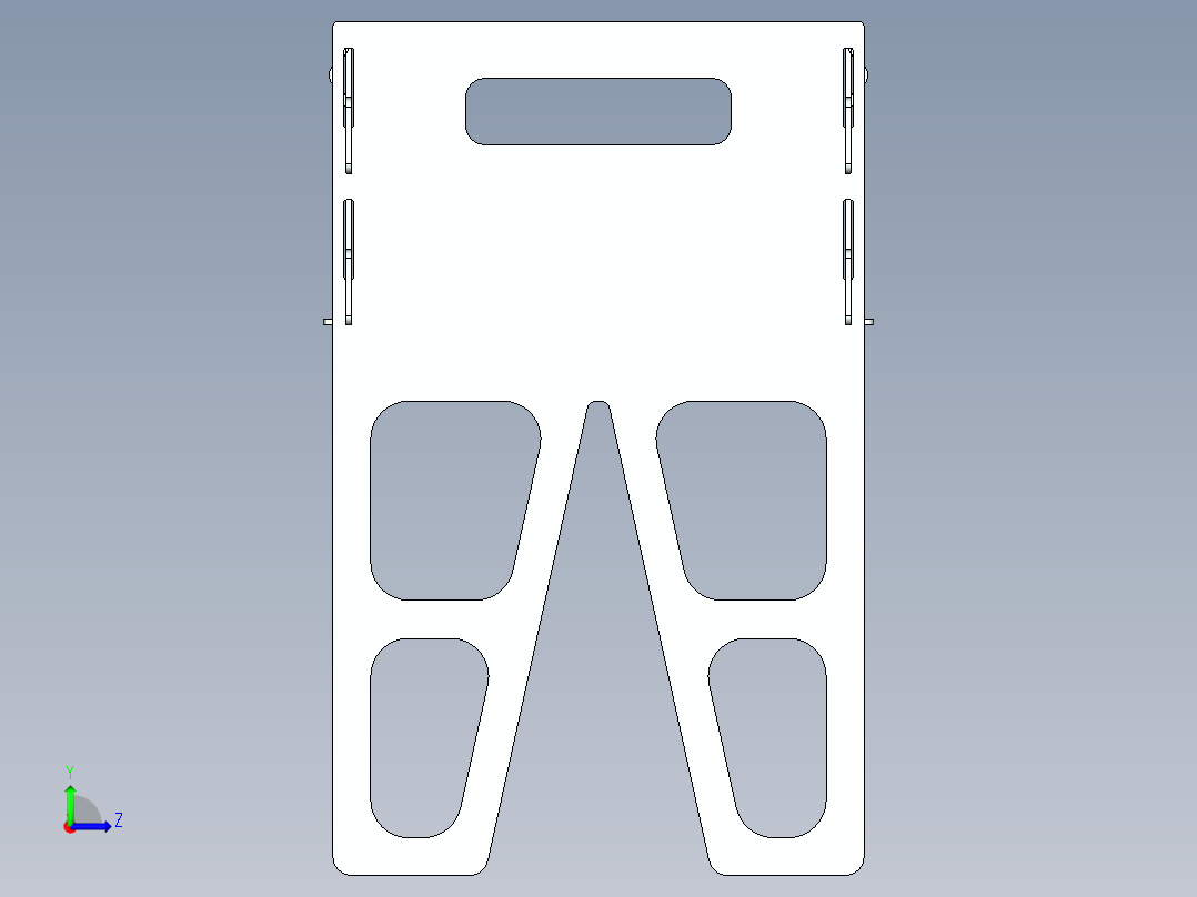 由 1.5 毫米板材制成的可折叠烤架左视图