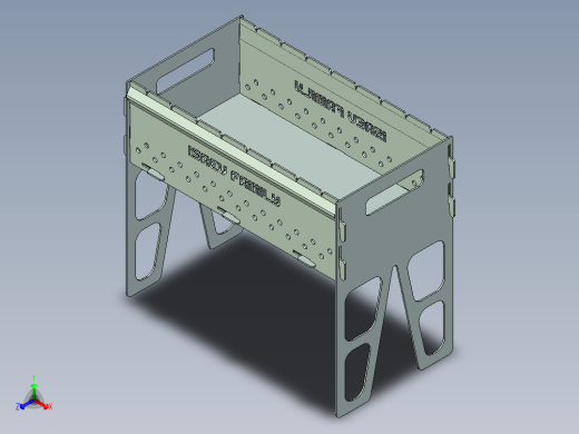 由 1.5 毫米板材制成的可折叠烤架正等轴测缩略图