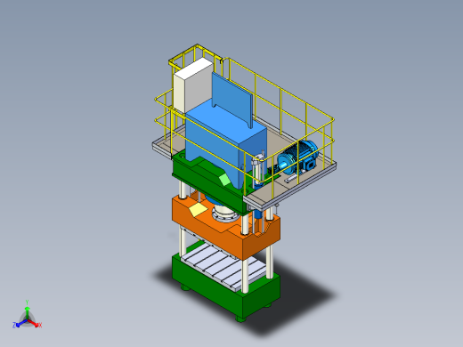 机床600T油压机3D模型 非标自动化设备3D图纸3D模型