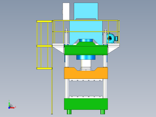 机床600T油压机3D模型 非标自动化设备3D图纸3D模型前视缩略图