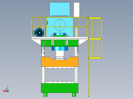 机床600T油压机3D模型 非标自动化设备3D图纸3D模型后视缩略图