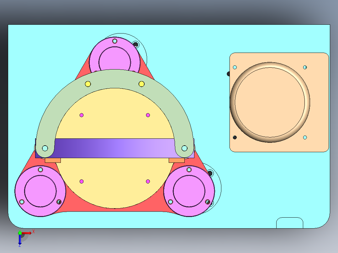 标准振筛机构三维SW带参俯视图