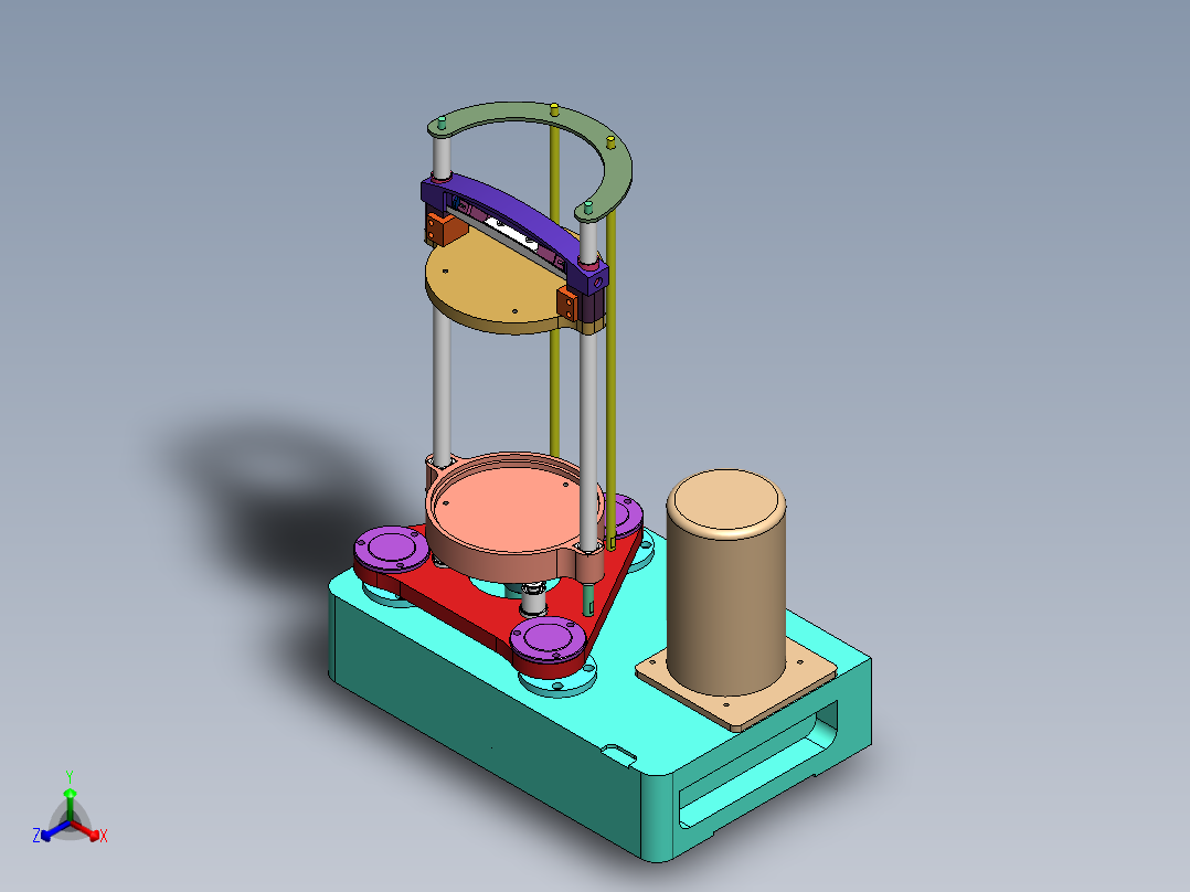 标准振筛机构三维SW带参正等轴测图