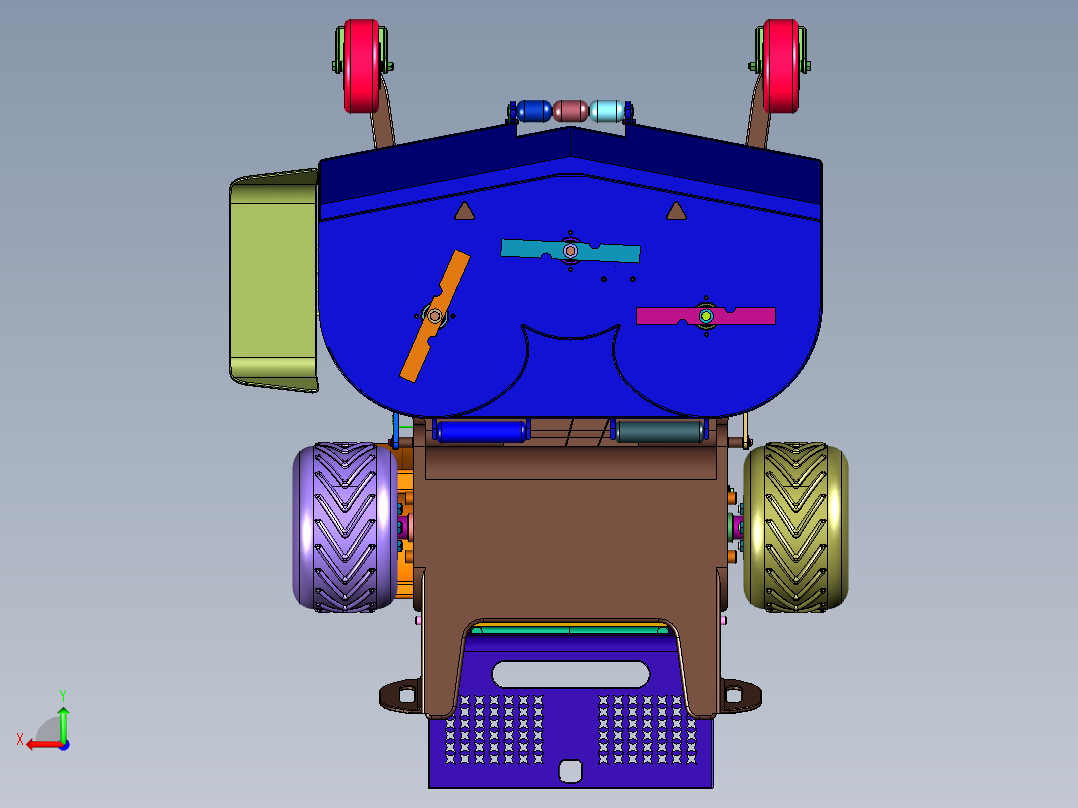 站立全地形橡胶轮除草机后视图