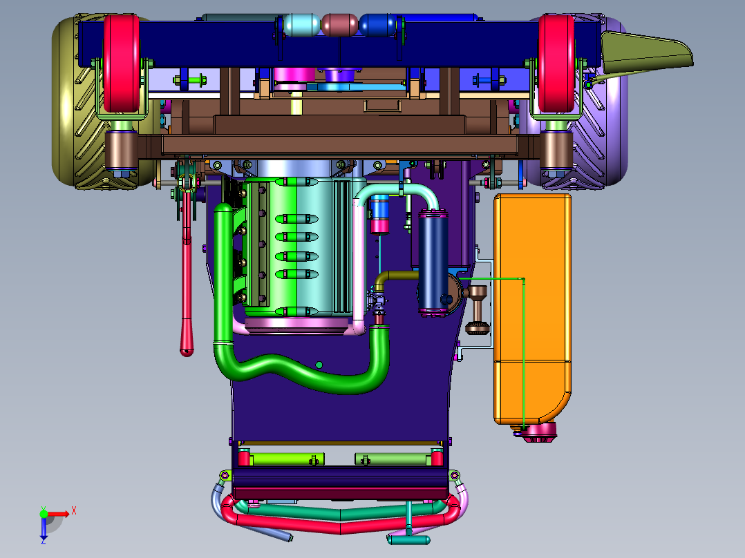 站立全地形橡胶轮除草机俯视图
