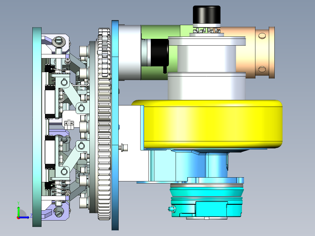 单轮带动力驱动转向机构设计左视图