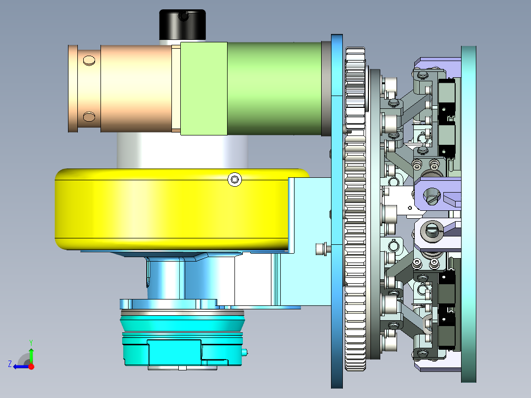 单轮带动力驱动转向机构设计右视图