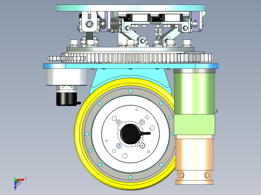 单轮带动力驱动转向机构设计俯视图