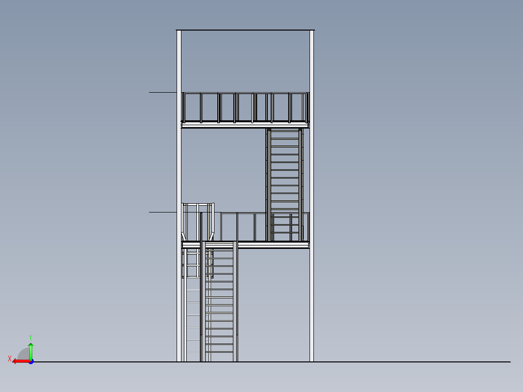 B2004300-双层钢架平台后视图