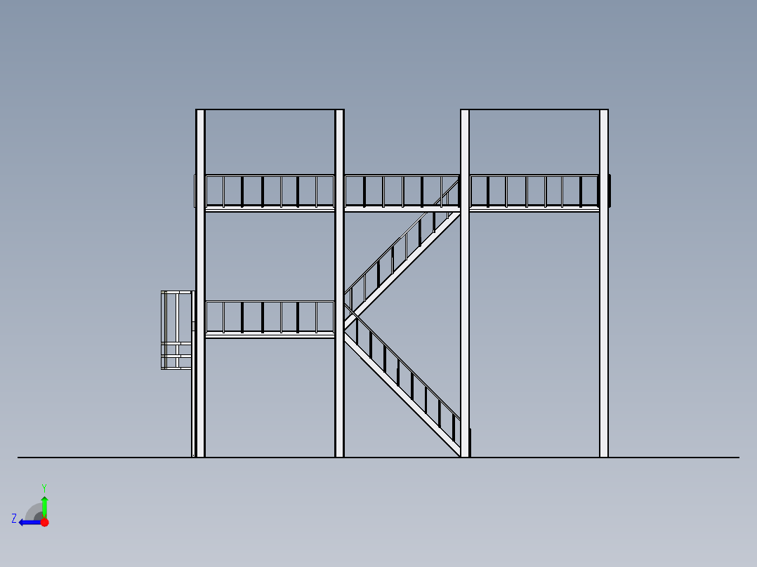 B2004300-双层钢架平台右视图