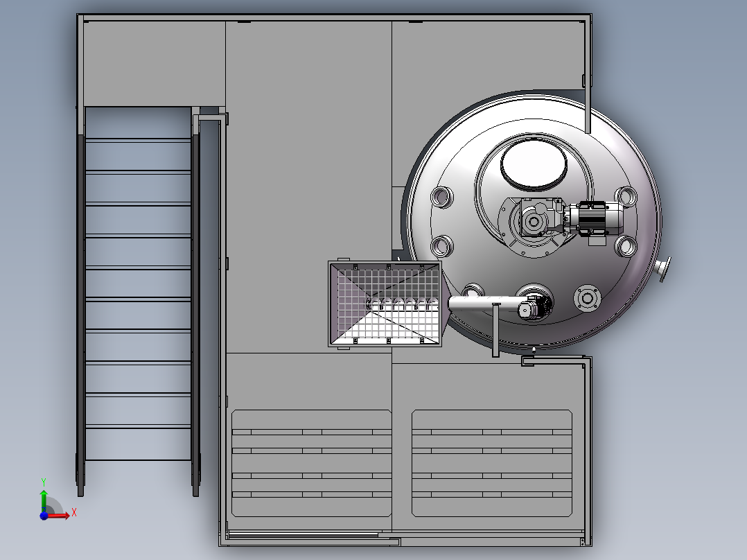 压力容积、反应釜钢平台前视图