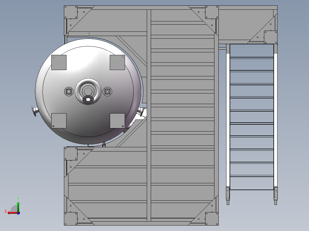 压力容积、反应釜钢平台后视图