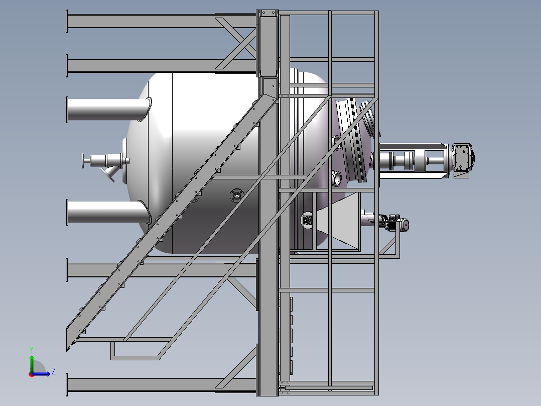 压力容积、反应釜钢平台左视图