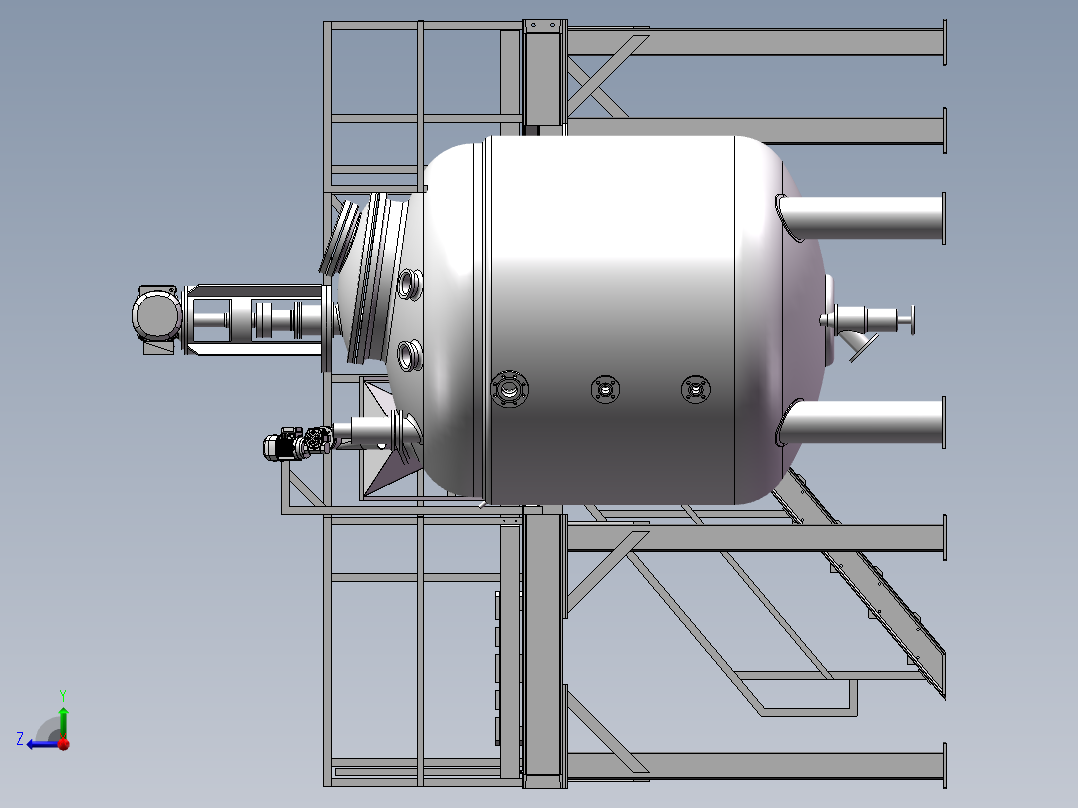 压力容积、反应釜钢平台右视图