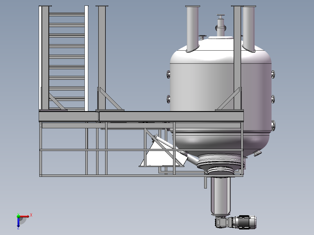 压力容积、反应釜钢平台俯视图