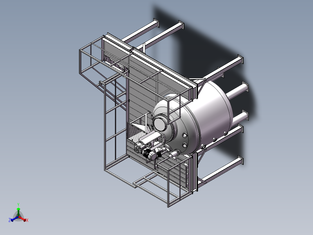 压力容积、反应釜钢平台正等轴测图