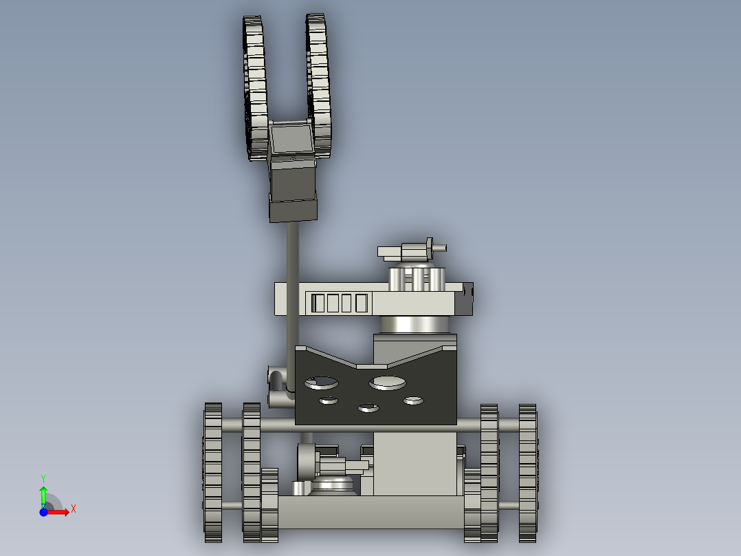 履带车可编程带机械臂机器人前视图