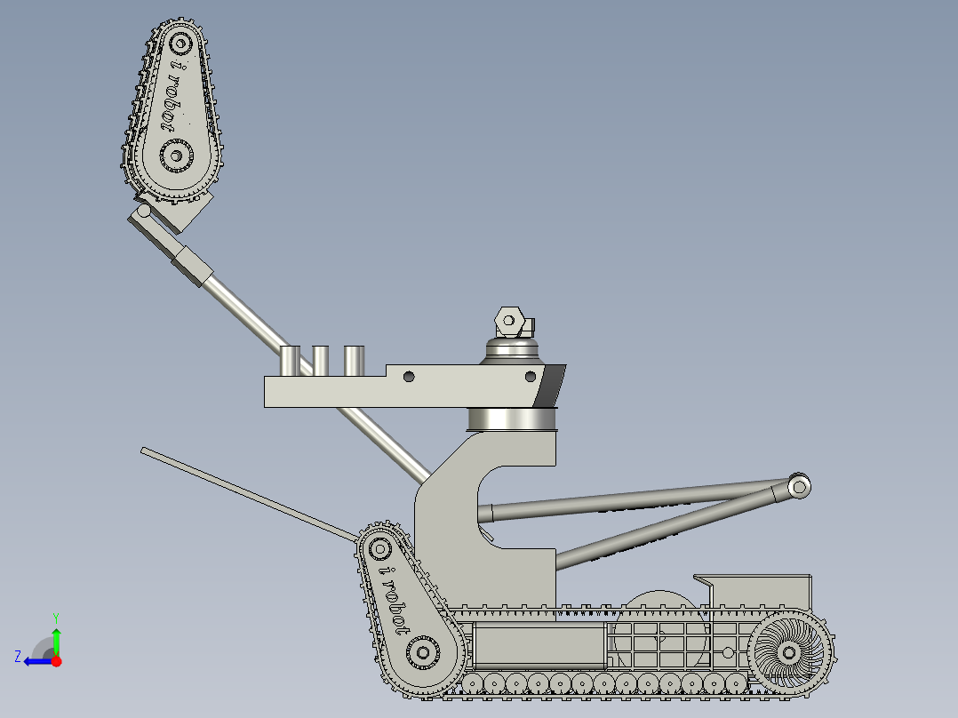 履带车可编程带机械臂机器人右视图