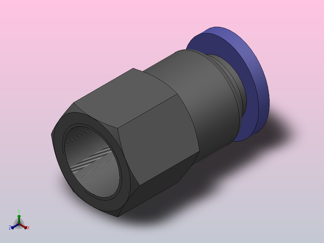 IPCF-N 内螺纹直通-NPT螺纹_IPCF5∕16-NO1正等轴测图