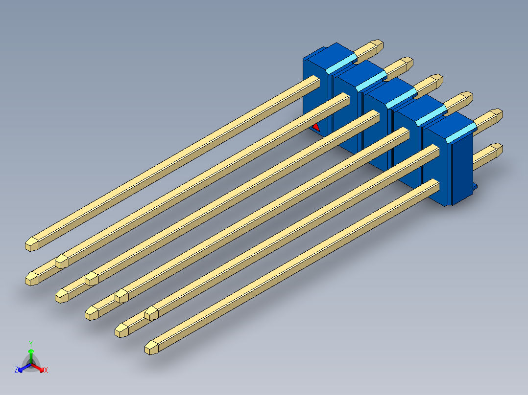 彩色公头100mil（2.54mm）系列-DS1021_blue_2x05p_100mil_Type43_rev1.0主视图