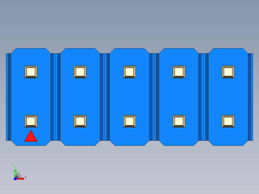 彩色公头100mil（2.54mm）系列-DS1021_blue_2x05p_100mil_Type43_rev1.0前视图