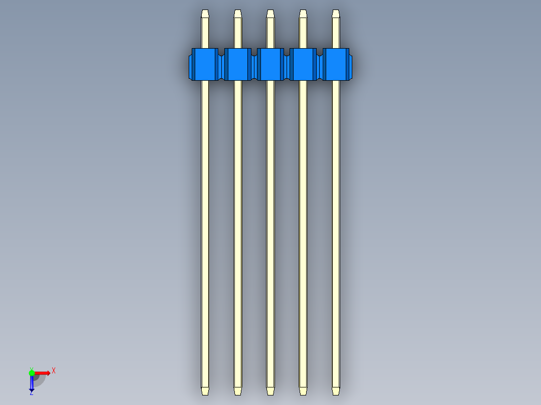 彩色公头100mil（2.54mm）系列-DS1021_blue_2x05p_100mil_Type43_rev1.0俯视图