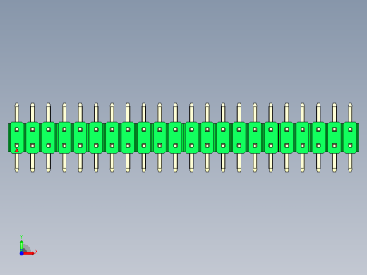 彩色公排针 100mil 2.54mm 系列-DS1022_green_44p_100mil_TypeSMT_rev1.0前视缩略图
