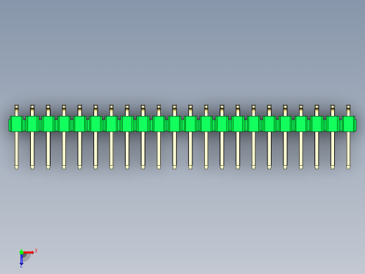 彩色公排针 100mil 2.54mm 系列-DS1022_green_44p_100mil_TypeSMT_rev1.0俯视缩略图