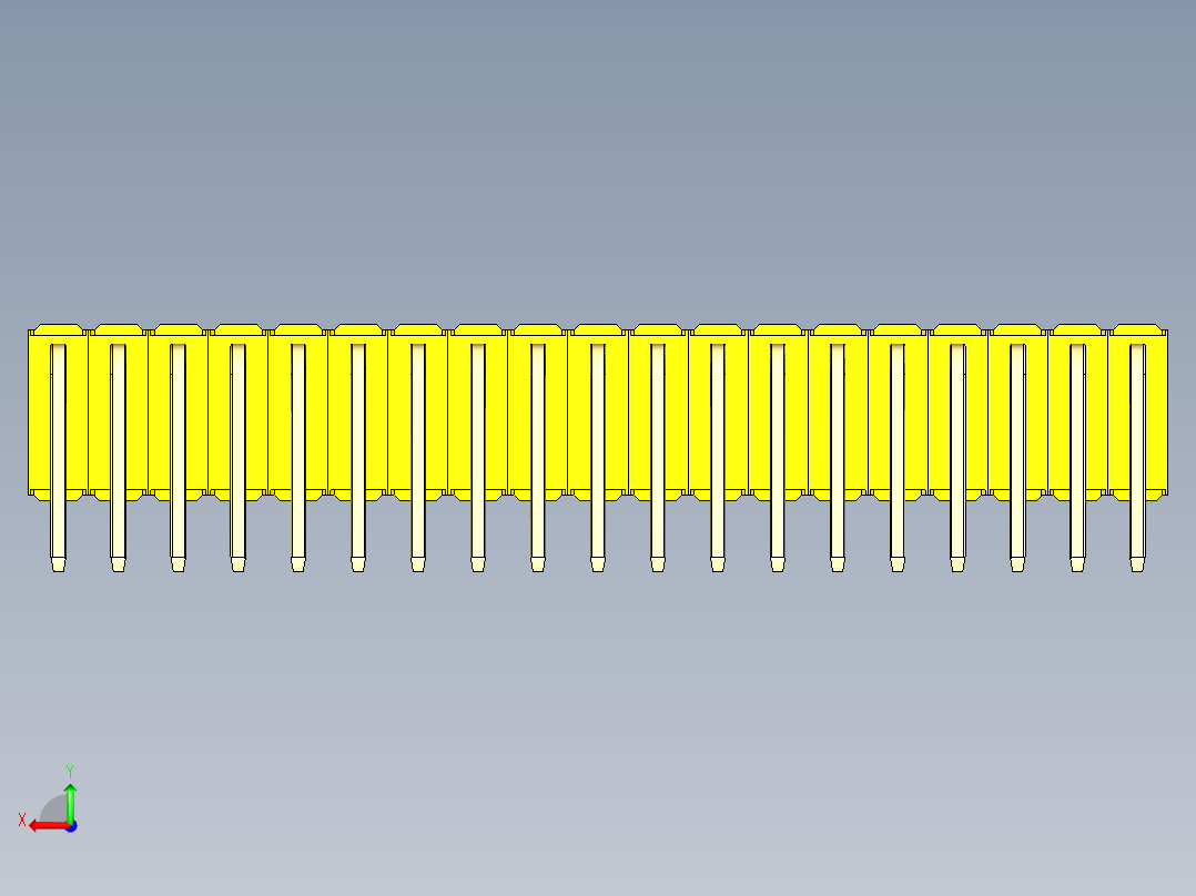 彩色公排针 100mil 2.54mm 系列-DS1022_yellow_3x19p_100mil_TypeD_rev1.0后视图