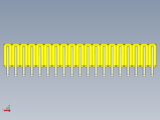 彩色公排针 100mil 2.54mm 系列-DS1022_yellow_3x19p_100mil_TypeD_rev1.0后视缩略图