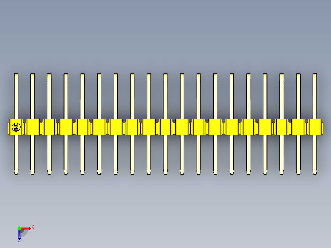 彩色公排针 100mil 2.54mm 系列-DS1022_yellow_3x19p_100mil_TypeD_rev1.0俯视图
