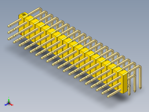 彩色公排针 100mil 2.54mm 系列-DS1022_yellow_3x19p_100mil_TypeD_rev1.0正等轴测缩略图