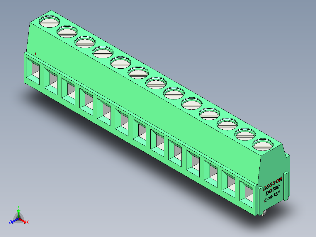 DEGSON DG500 系列 5.05.087.62mm 接线端子-DG500-5.08-13P-14-00AH主视图