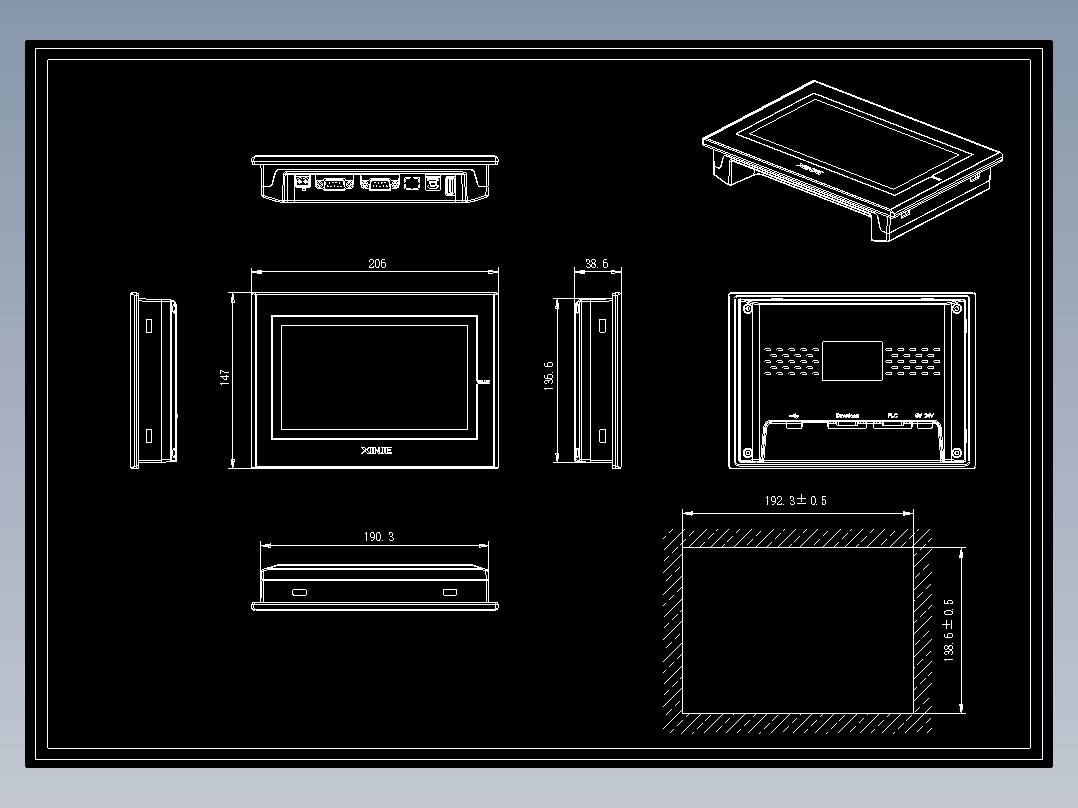 人机界面TG765G-ZT-外观尺寸图-220711